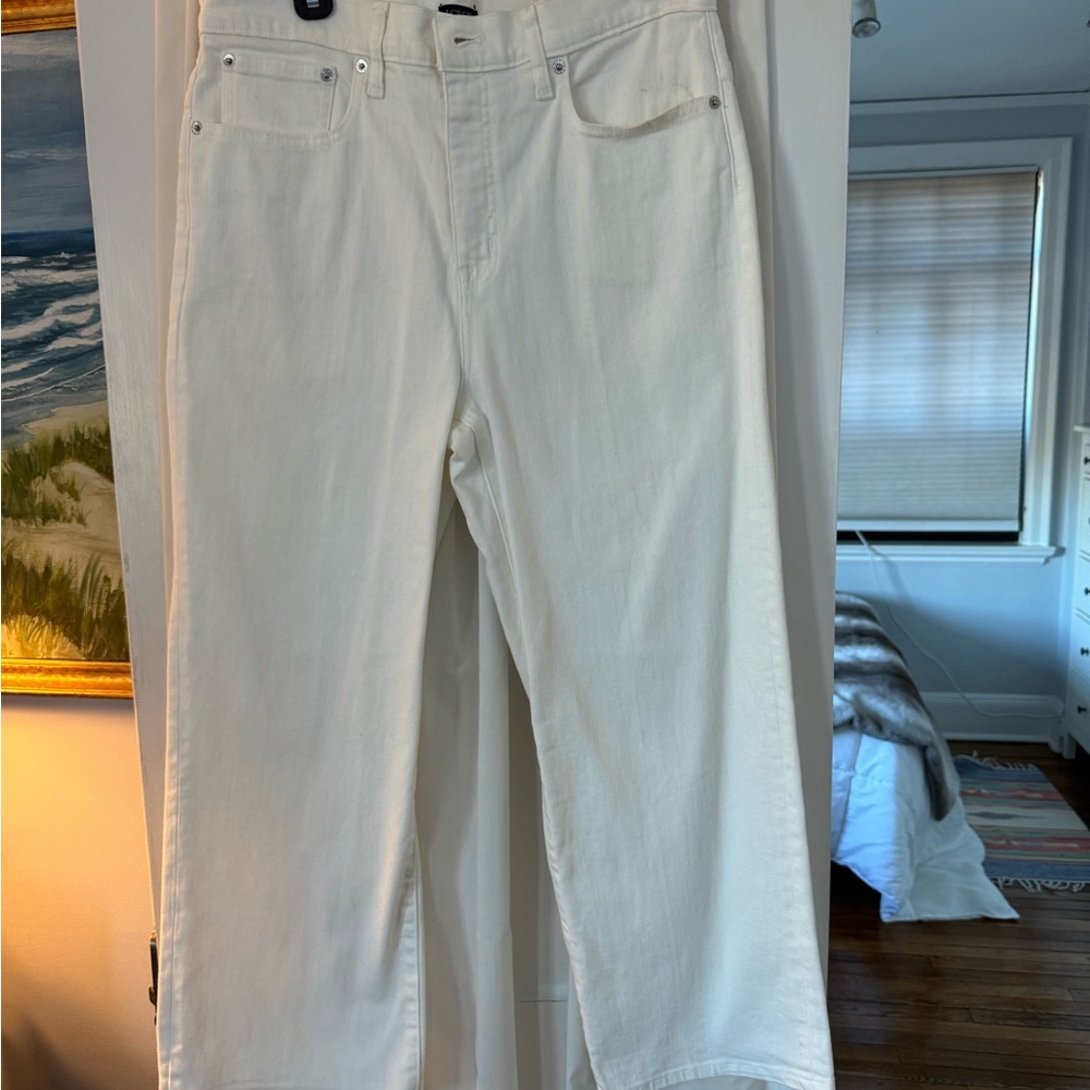 J Crew white color high rise slim wide leg jeans. Size 30